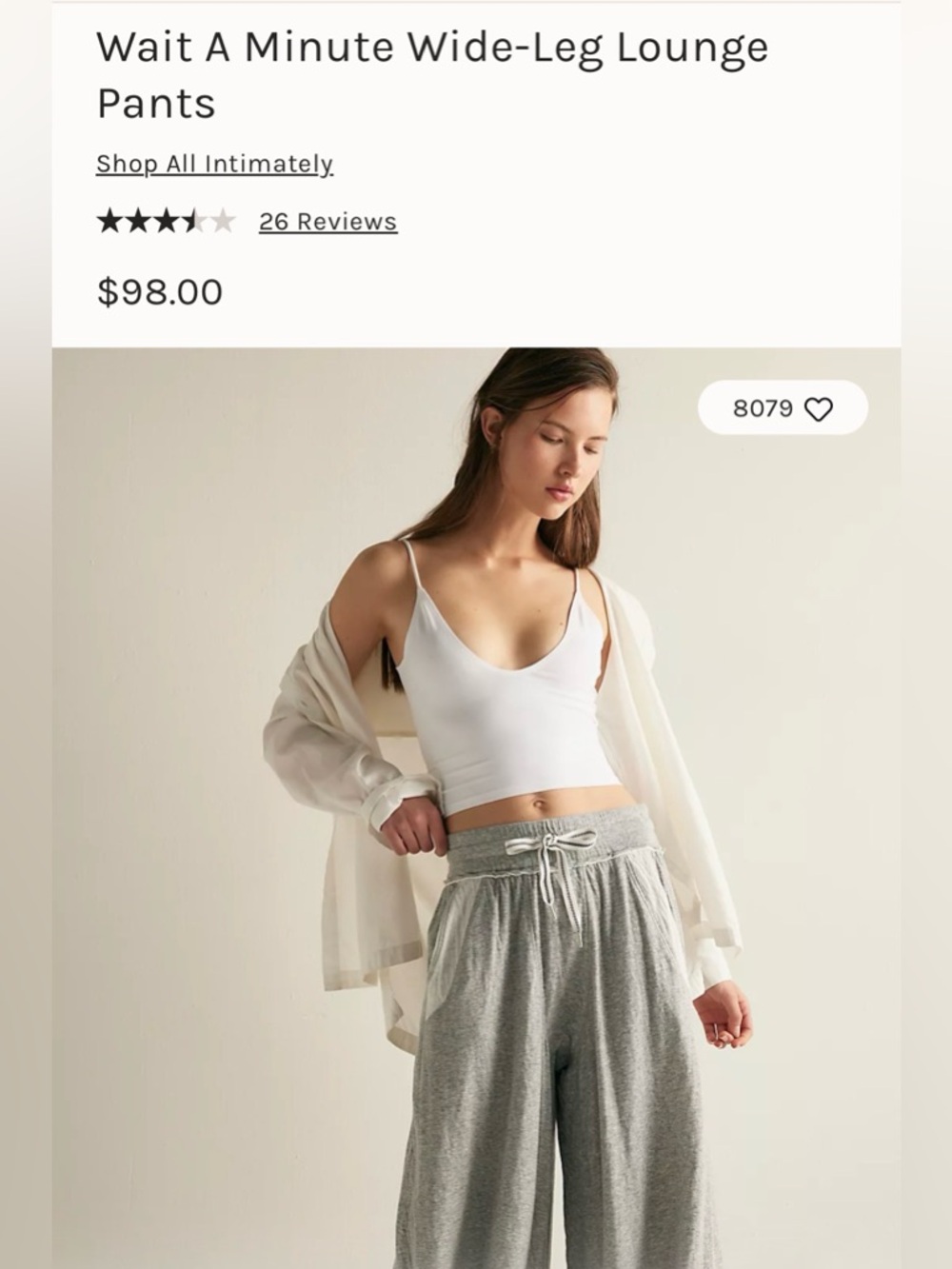 NWT. Free People Intimately. Size Large. ‘Wait a Minute’ Wide Leg Lounge Pants. - Picture 9 of 13